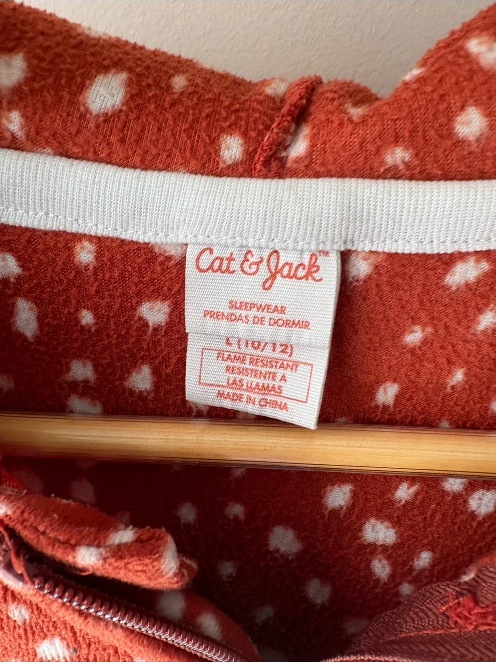 CAT & JACK Kids Reindeer One-Piece Pajamas with Hood and Zipper Size L (10-12)